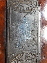 T.G. Schnaut Freehold NJ Exhibition Grade 14 Gauge SxS Shotgun Engraved Silver Relief Carved RARE - 8 of 15