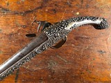 1795 Balkan Miquelet Flintlock Rat Tail Sash Pistol Massive Ornate Relief Carved & Engraved Silver Stock - 6 of 15