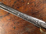 1795 Balkan Miquelet Flintlock Rat Tail Sash Pistol Massive Ornate Relief Carved & Engraved Silver Stock - 12 of 15