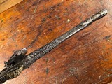 1795 Balkan Miquelet Flintlock Rat Tail Sash Pistol Massive Ornate Relief Carved & Engraved Silver Stock - 2 of 15