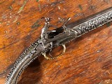 1795 Balkan Miquelet Flintlock Rat Tail Sash Pistol Massive Ornate Relief Carved & Engraved Silver Stock - 1 of 15