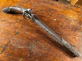 1795 Balkan Miquelet Flintlock Rat Tail Sash Pistol Massive Ornate Relief Carved & Engraved Silver Stock - 14 of 15