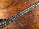 1795 Balkan Miquelet Flintlock Rat Tail Sash Pistol Massive Ornate Relief Carved & Engraved Silver Stock - 4 of 15