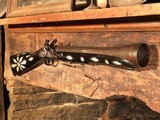 Large Chief's Grade North African/Mediterranean 4 Gauge Flintlock Blunderbuss Bone & Silver Inlay Ebony Stock - 14 of 15