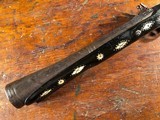 Large Chief's Grade North African/Mediterranean 4 Gauge Flintlock Blunderbuss Bone & Silver Inlay Ebony Stock - 10 of 15