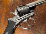 Auguste Francotte Large Relief Engraved Lefaucheux Double Action 11mm Pinfire Revolver Ebony Grips NICE! - 4 of 15