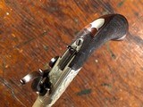 Fine Engraved English Solid Silver Percussion Screw Bbl Folding Trigger Snap Bayonet Pocket Pistol 1830's - 4 of 15