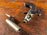 Fine Engraved English Solid Silver Percussion Screw Bbl Folding Trigger Snap Bayonet Pocket Pistol 1830's - 14 of 15