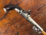 Fine Engraved English Solid Silver Percussion Screw Bbl Folding Trigger Snap Bayonet Pocket Pistol 1830's - 6 of 15