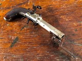 Fine Engraved English Solid Silver Percussion Screw Bbl Folding Trigger Snap Bayonet Pocket Pistol 1830's - 13 of 15