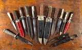ANTIQUE BOWIE KNIFE COLLECTION 13 Civil War Era Fighting Knives & Daggers Wostenholm Rodgers Woodhead Barnes Etched Blades - 11 of 11