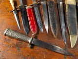 ANTIQUE BOWIE KNIFE COLLECTION 13 Civil War Era Fighting Knives & Daggers Wostenholm Rodgers Woodhead Barnes Etched Blades - 3 of 11