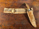 Large 1800's Frontier Mountain Man Clip Point Bowie Knife w/ Belt & Sheath *RARE* Early American West Fighting Knife - 9 of 12