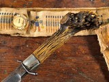 Large 1800's Frontier Mountain Man Clip Point Bowie Knife w/ Belt & Sheath *RARE* Early American West Fighting Knife - 5 of 12