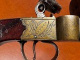 Wonderful Ross London Engraved Flintlock Tinder Lighter Fire Starter Pistol Brass Candlestick w/ Door Inscribed Silver 1790-1810 - 9 of 10