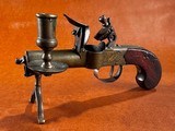 Wonderful Ross London Engraved Flintlock Tinder Lighter Fire Starter Pistol Brass Candlestick w/ Door Inscribed Silver 1790-1810 - 1 of 10