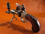 Wonderful Ross London Engraved Flintlock Tinder Lighter Fire Starter Pistol Brass Candlestick w/ Door Inscribed Silver 1790-1810 - 2 of 10