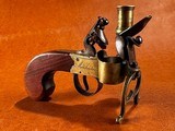 Fine Crossley Manchester England Brass Flintlock Tinder Lighter Fire Starter Pistol w/ Candlestick Tabletop Tavern Tool 1800-1830 - 1 of 11