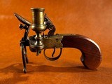 Fine Crossley Manchester England Brass Flintlock Tinder Lighter Fire Starter Pistol w/ Candlestick Tabletop Tavern Tool 1800-1830 - 4 of 11