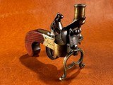 Fine Crossley Manchester England Brass Flintlock Tinder Lighter Fire Starter Pistol w/ Candlestick Tabletop Tavern Tool 1800-1830 - 2 of 11