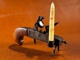 Early American Iron Flintlock Tinder Lighter Fire Starter Pistol w/ Candlestick Colonial Tabletop Tavern Tool *RARE* 1780-1800 - 5 of 8