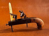 Early American Iron Flintlock Tinder Lighter Fire Starter Pistol w/ Candlestick Colonial Tabletop Tavern Tool *RARE* 1780-1800 - 2 of 8