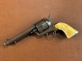1873 Colt Single Action Army .45 Revolver Rare Factory Ivory Grips 1885 Carved Steer Head 5 1/2