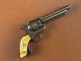 1873 Colt Single Action Army .45 Revolver Rare Factory Ivory Grips 1885 Carved Steer Head 5 1/2