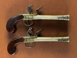 PAIR Brander & Potts London Brass Box Lock Flintlock Blunderbuss Pistols w/ Snap Bayonets RARE Large Napoleonic Era Coach/Naval Defense Guns - 14 of 15