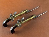 PAIR Brander & Potts London Brass Box Lock Flintlock Blunderbuss Pistols w/ Snap Bayonets RARE Large Napoleonic Era Coach/Naval Defense Guns - 7 of 15