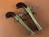 PAIR Brander & Potts London Brass Box Lock Flintlock Blunderbuss Pistols w/ Snap Bayonets RARE Large Napoleonic Era Coach/Naval Defense Guns - 3 of 15