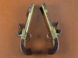 PAIR Brander & Potts London Brass Box Lock Flintlock Blunderbuss Pistols w/ Snap Bayonets RARE Large Napoleonic Era Coach/Naval Defense Guns - 2 of 15