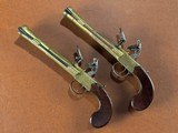 PAIR Brander & Potts London Brass Box Lock Flintlock Blunderbuss Pistols w/ Snap Bayonets RARE Large Napoleonic Era Coach/Naval Defense Guns - 4 of 15