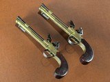 PAIR Brander & Potts London Brass Box Lock Flintlock Blunderbuss Pistols w/ Snap Bayonets RARE Large Napoleonic Era Coach/Naval Defense Guns - 5 of 15