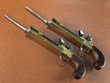 PAIR Brander & Potts London Brass Box Lock Flintlock Blunderbuss Pistols w/ Snap Bayonets RARE Large Napoleonic Era Coach/Naval Defense Guns - 10 of 15