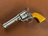 1873 Colt Frontier Six Shooter Single Action Army Revolver .44-40 Nickel Ivory 1880 Wild West Outlaw Pistol w/ Holster 1st Gen Blackpowder SAA - 15 of 15