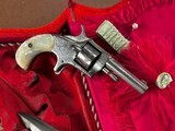 Wild West Saloon Madam's Lady of the Night Cased Engraved .22 Pocket Revolver Knife & Accs RARE 1870's Ladies' Pearl Pistol Dagger Set - 6 of 14
