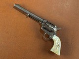 Rare Browning Bros Utah Shipped 1873 Colt Frontier Six Shooter Single Action Army Revolver .44-40 Nickel 1897 Carved Steer Head Pearl Slim Jim Holster - 4 of 15