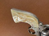Rare Browning Bros Utah Shipped 1873 Colt Frontier Six Shooter Single Action Army Revolver .44-40 Nickel 1897 Carved Steer Head Pearl Slim Jim Holster - 9 of 15