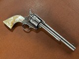 Rare Browning Bros Utah Shipped 1873 Colt Frontier Six Shooter Single Action Army Revolver .44-40 Nickel 1897 Carved Steer Head Pearl Slim Jim Holster - 13 of 15