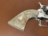 Rare Browning Bros Utah Shipped 1873 Colt Frontier Six Shooter Single Action Army Revolver .44-40 Nickel 1897 Carved Steer Head Pearl Slim Jim Holster - 10 of 15