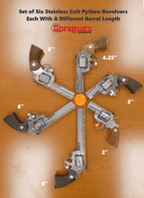 Colt Python 357 Magnum Stainless Revolvers - Set of Six With 2