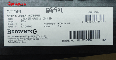 Browning Citori Field Sporting Grade VII 20/32