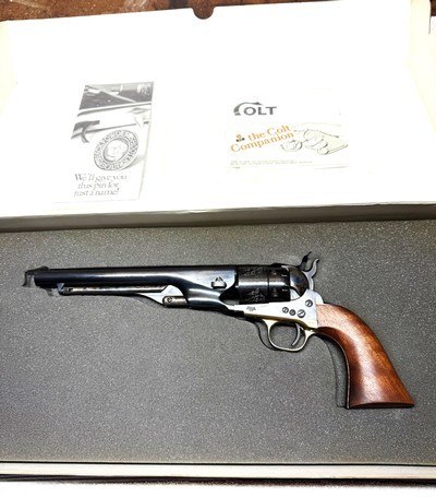 COLT Model 1860 Army, 2nd Gen, F Series in Original Black Box. 44 Cal. Cap & Ball. ANIB