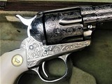 COLT SAA 45 LC ENGRAVED NICKEL COLT "D" PATTERN 5" BARREL COLT MEDALLION GRIPS - 3 of 8