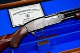 FANTASTIC WINCHESTER 42 42-5 ENGRAVED WITH DONUT POST VENT RIB -- MOD CHOKED -- COMPACT LEATHER CASED - 2 of 20