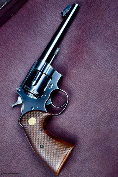 COLT OFFICERS MODEL HEAVY BARREL WITH EARLY PROTOTYPE KINGS CONVERSION
SIGHT, HAMMER AND TRIGGER
1ST YEAR PYTHON GRIPS