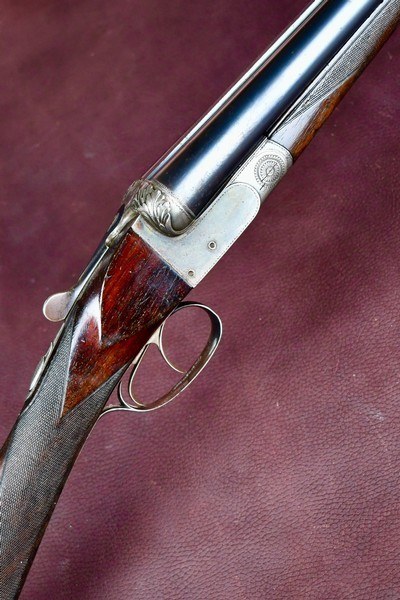 GASTINNE-RENETTE (FRANCOTTE) 12GA SXS -- FANCLY FOLIATE FENCES -- STRAIGHT GRIP -- CHECKERED BUTT -- ORIGINAL