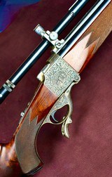 MAGNIFICENT GRIFFIN HOWE FARQUHARSON IN .219 ZIPPER ENGRAVED BY RUDOLPH KORNBRATH -- J UNERTL SCOPED -- INCREDIBLE RIFLE -- ONE OF A KIND - 2 of 20