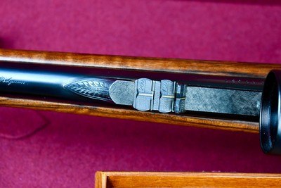 INCREDIBLE DUMOULIN DOUBLE SQUARE BRIDGE MAUSER IN .375 HH -- MAGNUM ACTION -- 24K GOLD ENGRAVED -- ALL FACTORY OPTIONS - Image 13 of 20